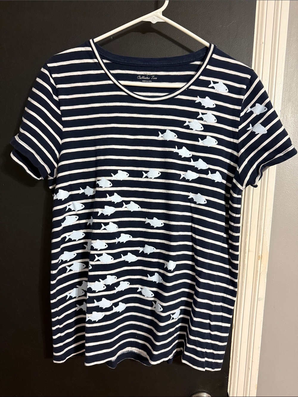 J. Crew Striped Cotton Collector Tees Fish Crewneck Size: XL